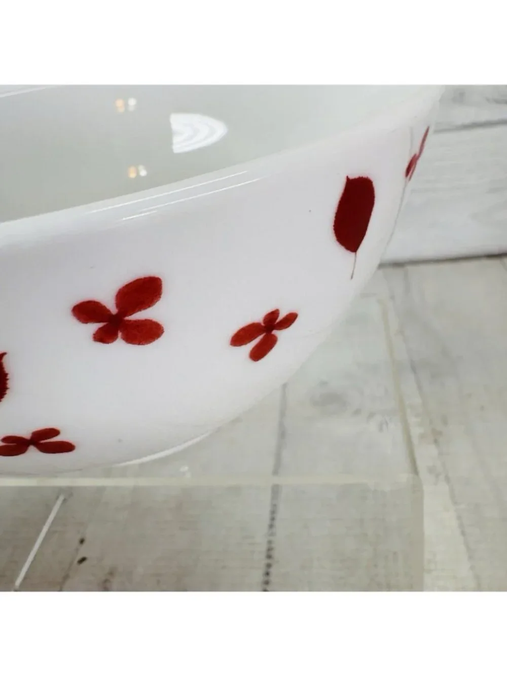 Home Target PRESSED PETALS Red Leaves Petal Porcelain Soup Cereal Bowls Set 3